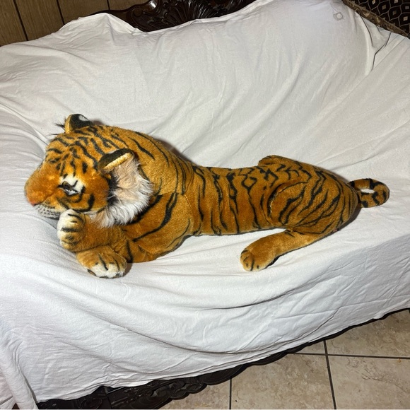 Tiger Large Life Size Giant Lying Soft Toy Plush Realistic
